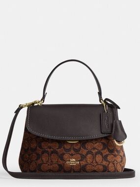 Coach Brown & Dark Chocolate Signature Satchel with Top Handle